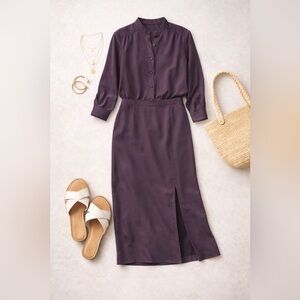 Vintage 100% Silk Loose Threads by Virginia Merino Skirt & Blouse Size S Chic